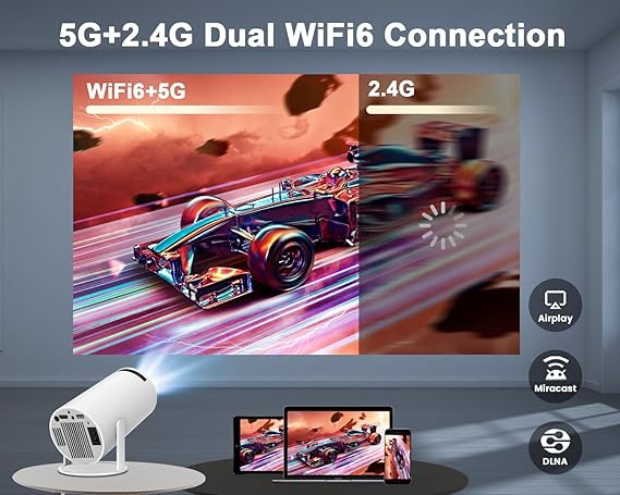 Mini Projector 4K 1080P, WiFi6 BT 5.0 Android 11, Compatible with Phone